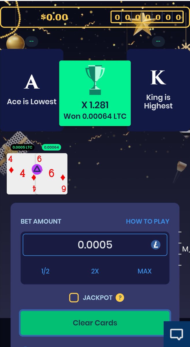 Charypto's tweet photo. @MeetDotOne @EarnBetCasino @3 My favourite game is hilo, the screenshot is winning LTC.
My earnbet account is M_Suckerberg https://t.co/lnCbLTxXUs