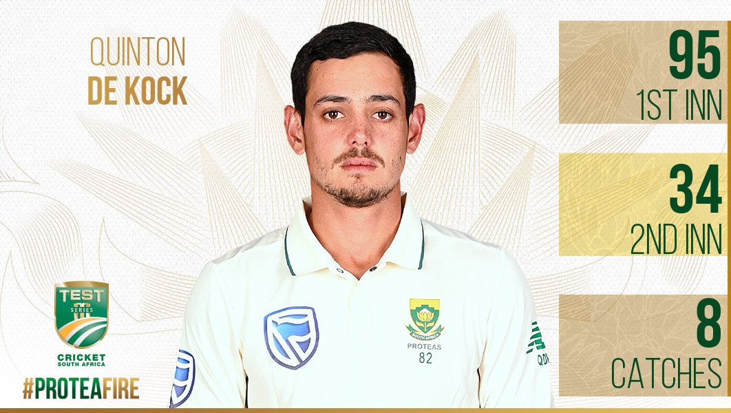 ProteasMenCSA's tweet photo. Quinton de Kock takes home the Man of the Match award 🏆 for his riveting performance that spearheaded the win for SA 

Which of his performances impressed you the most?

🏏 129 runs 
🧤 8 catches in the match

Hmmm… tough one 🤔 https://t.co/RAcpPRhtOU