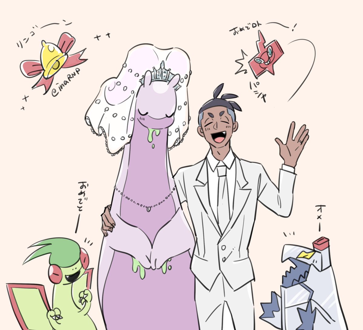キバナ 「キバヌメ結婚してほしいなあという絵です 」|稲原のイラスト