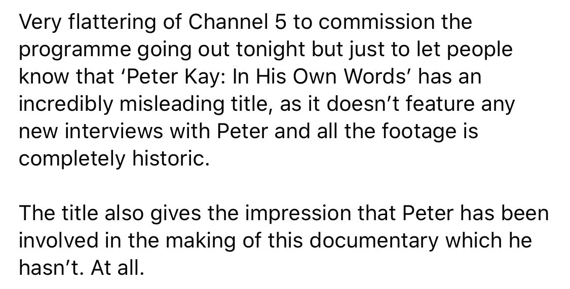 Peter Kay tweet media