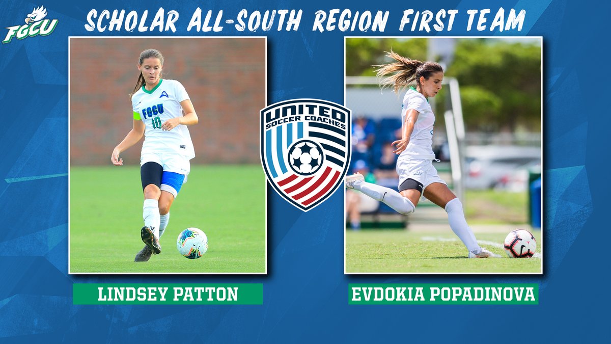 FGCU_WSoccer's tweet photo. Seniors Lindsey Patton (.@ltpatton10) and Evi Popadinova each earned spots on the @UnitedCoaches Scholar All-South Region First Team! 📚✏️

Story ➡️ https://t.co/F2I2PXjbLk

#WingsUp 🤙🦅🌴 https://t.co/3NMVl7eZNo
