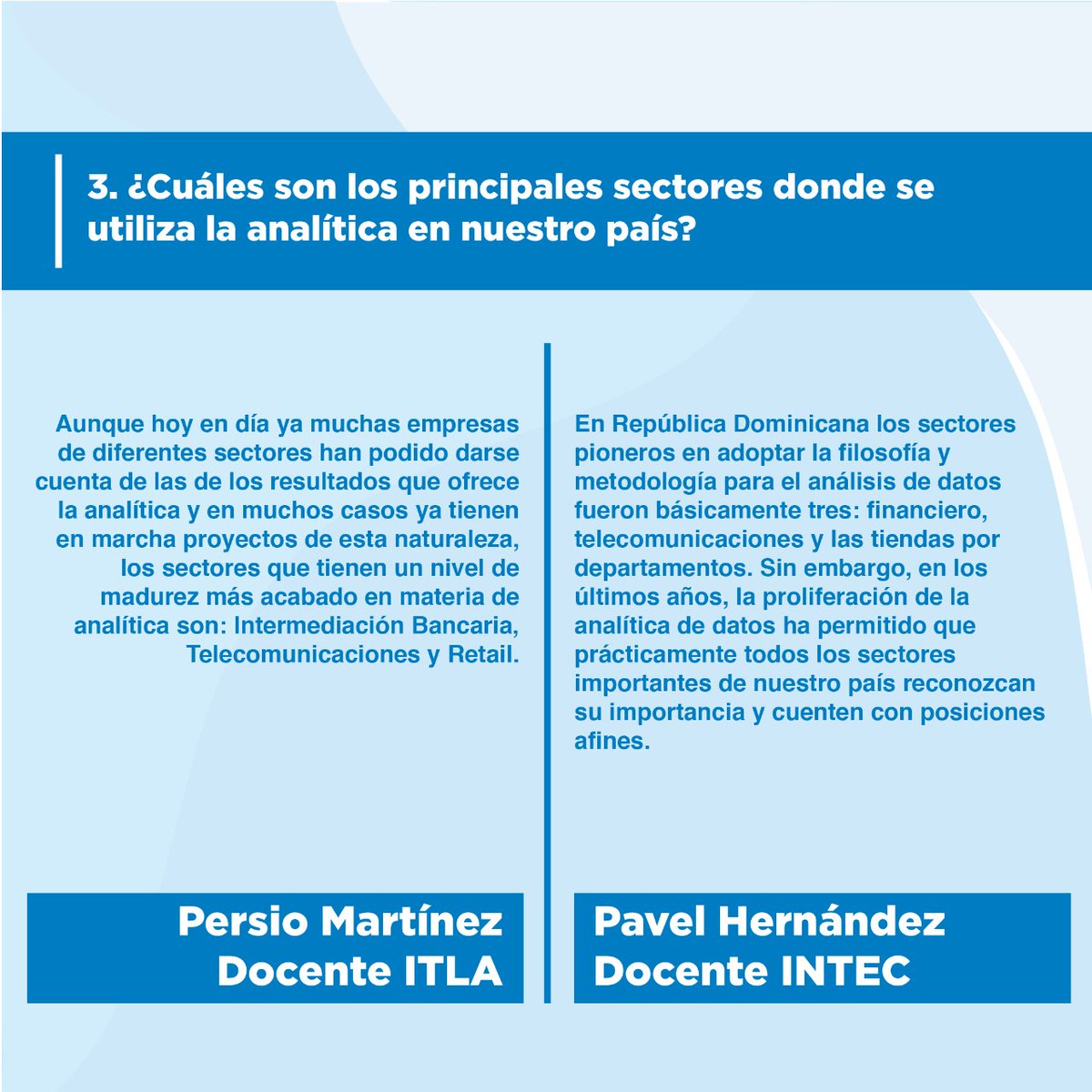 CSI_dom's tweet photo. 📊🖌Como parte de los acuerdos que hemos firmado junto al @itlard y @intecrd en la habilitación de la plataforma de analítica SAS @sassoftware en sus casas de estudios, nos acercamos a sus docentes y realizamos una entrevista para que conozcan sus opiniones. #GrupoCSI https://t.co/jwg71Lky1Y