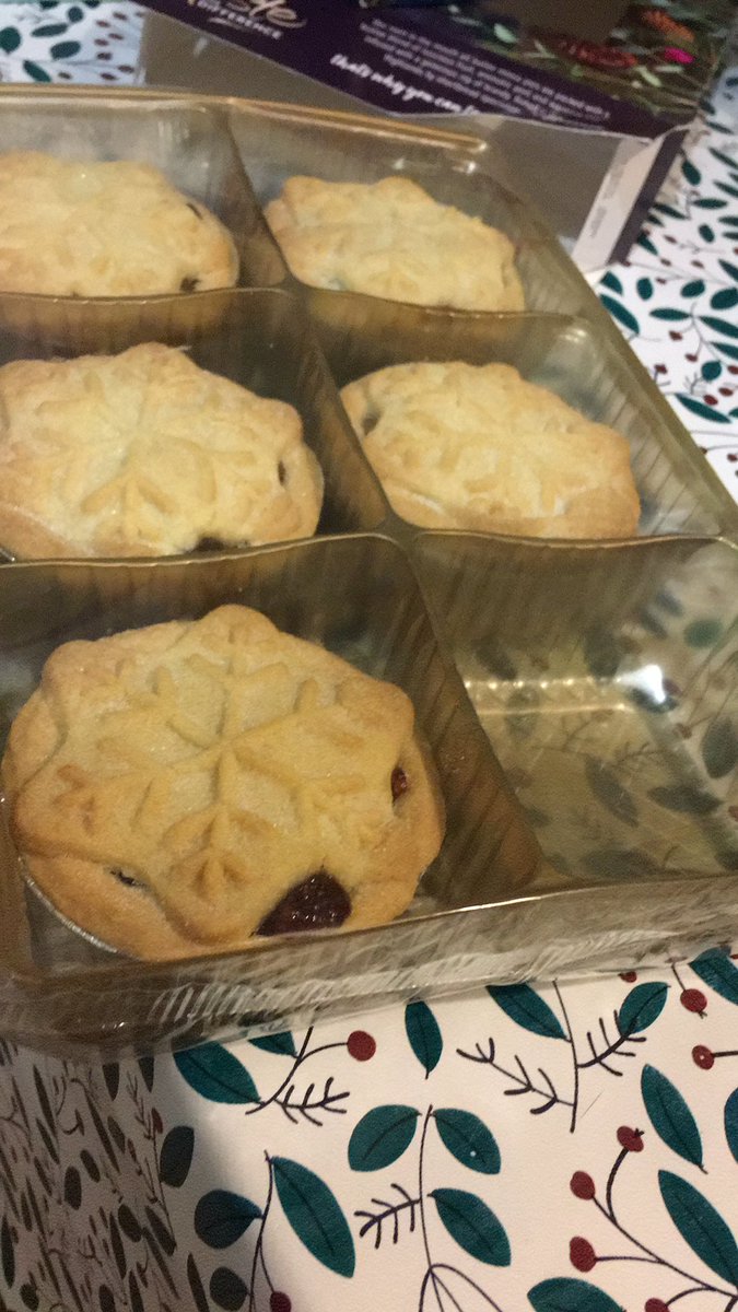 Mrs_RForsyth's tweet photo. When you open the box of @sainsburys Taste the Difference mince pies and someone had a cheeky taste before sealing the box!! https://t.co/Uw2AK5Ds7z