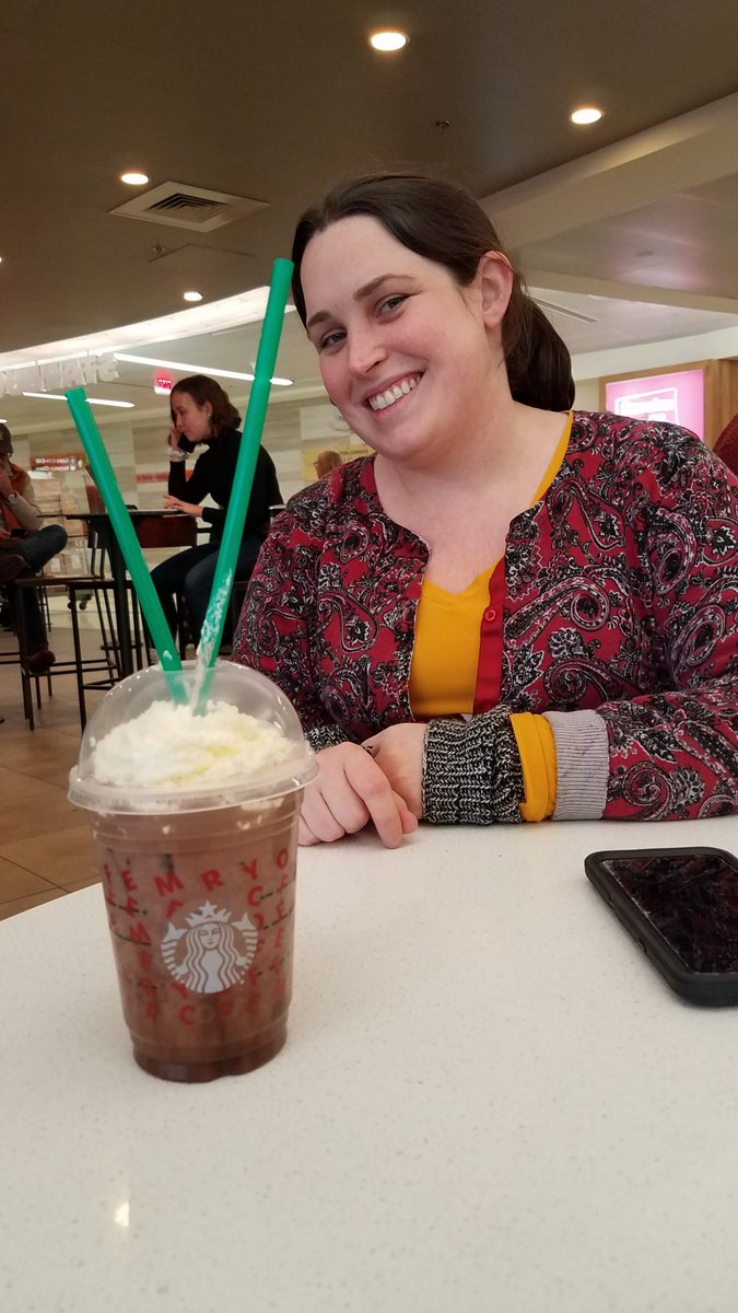 Our flight it delayed. Thank you <a href="/Starbucks/">Starbucks</a> for a Peppermint Hot Chocolate on ice.