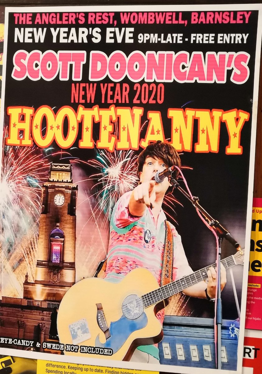 If thar around Wombwell on New Years Eve, get thisen darn t' <a href="/GeevesBrewTap/">Anglers' Rest</a>
It'll be a reyt neet.
And tha can buy us a pint 🍻😉😁