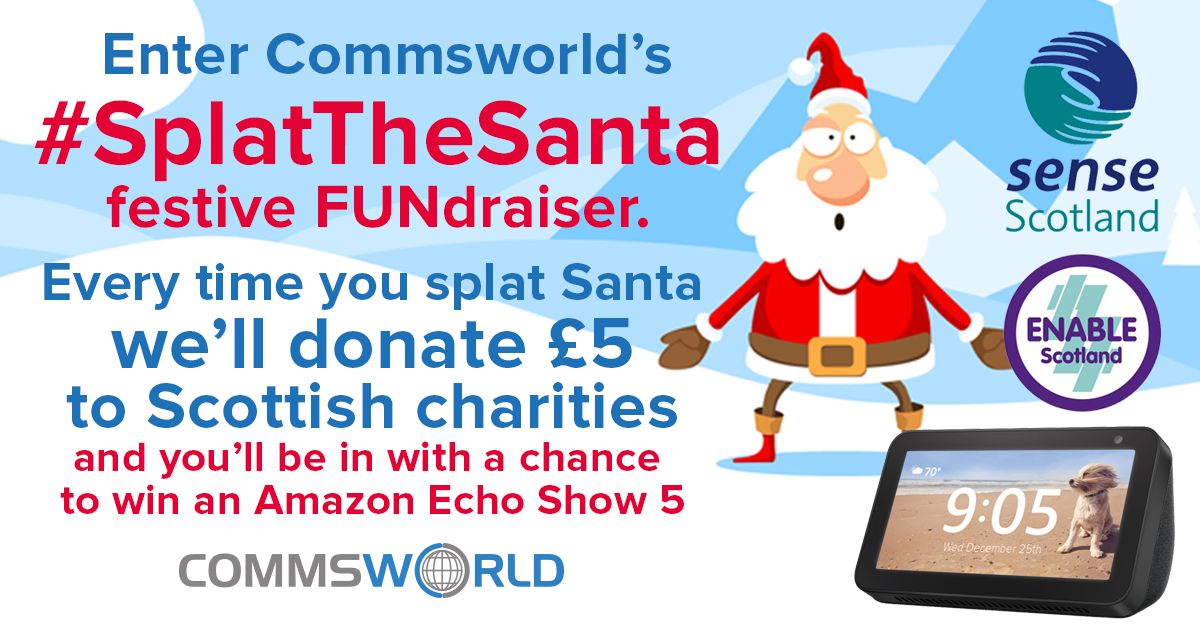 Commsworld's tweet photo. In our #SplatTheSanta competition every time you manage to splat Santa we will donate £5 to Scottish Charities! 🎅
CLICK HERE TO PLAY: https://t.co/Cxx9bzouzq https://t.co/h5HY9UtFVP