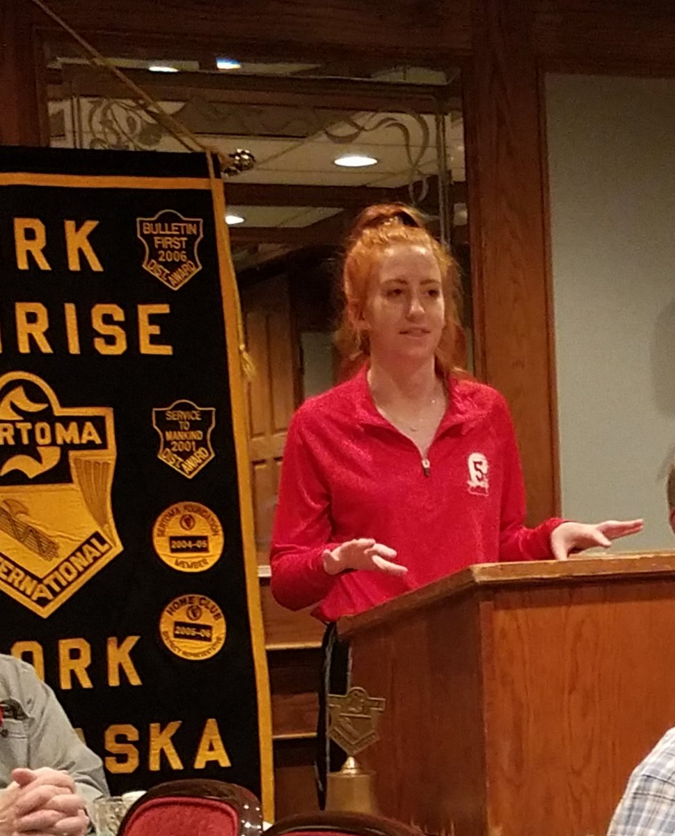 JimHoffmann23's tweet photo. Special guests at York Sunrise #Sertoma today. Some of the leaders from #yorkdukes @York1ActSpeech. Elliot Dallmann, Jake Schmid, Aislinn Luther, Kristen Fike, and Lauren Peters. Congrats on an outstanding season. We are............York Dukes! https://t.co/IjIuB5GMhb