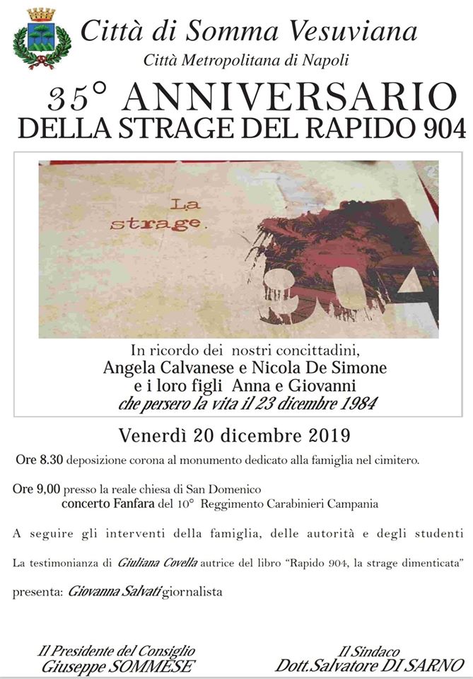 comune_somma's tweet photo. A 35 anni dalla #stragerapido904 il Comune ricorda le 4 vittime sommesi. A questo link comunicato stampa https://t.co/PRWCHCFxzU @SalvatoreDiSar1 https://t.co/qrg9e0Ht6A