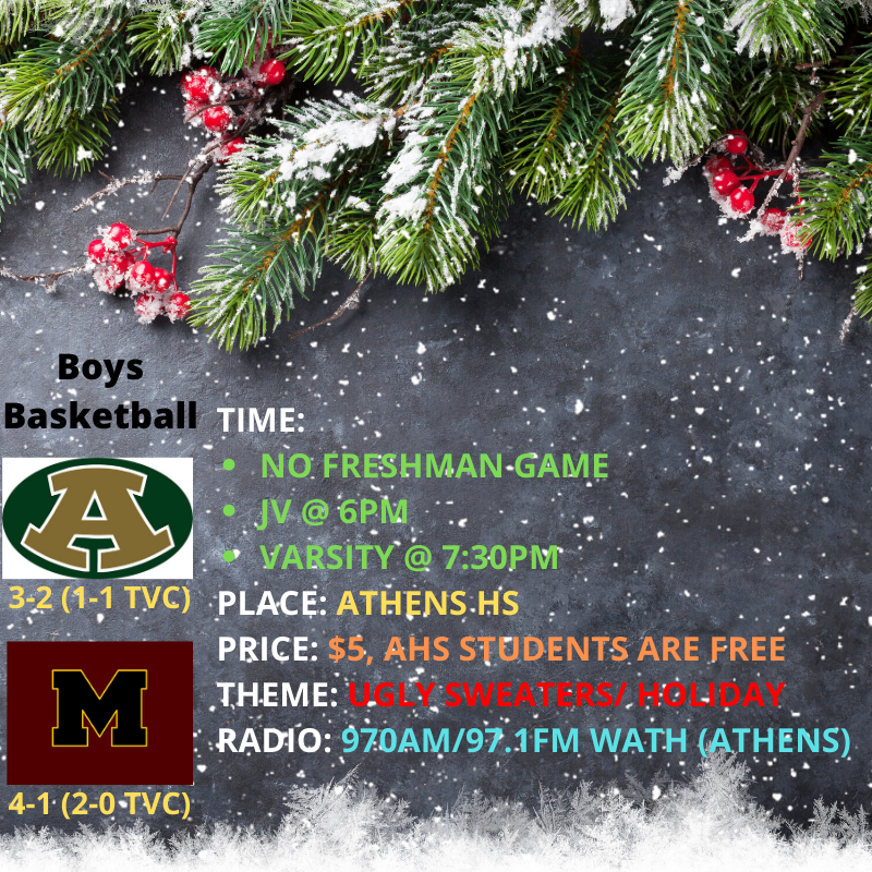 ACSD_Athletics's tweet photo. Boys Basketball returns home tonight looking to end a two game losing streak vs conference foe Meigs.

NO FRESHMAN GAME
JV @ 6pm, Varsity at 7:30pm 
Game will be aired over the radio on 970am/97.1fm WATH (Athens).  
#AthensBulldogs #AthensBasketball https://t.co/HyTH8ilT3O