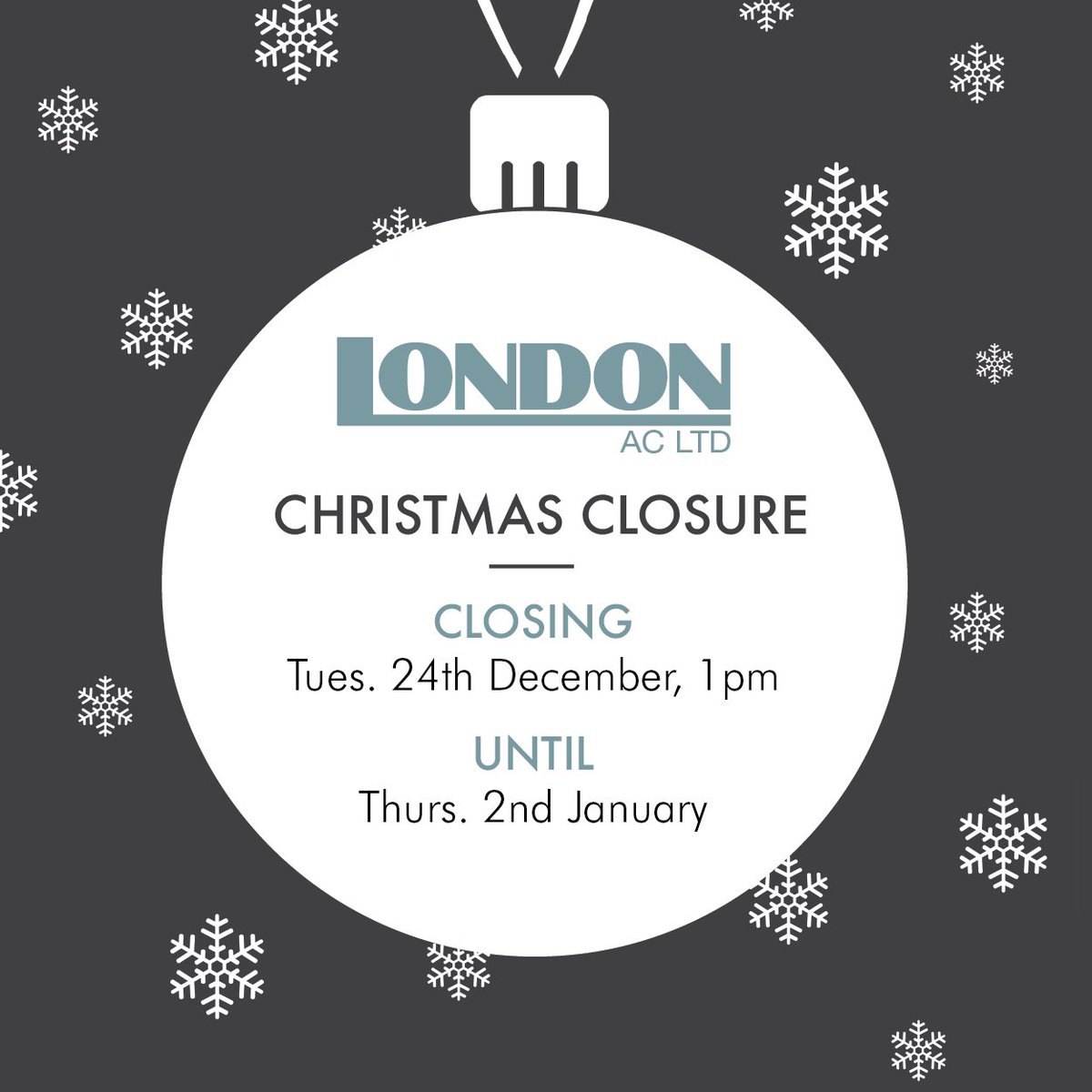 Please note: Our offices will be closing at 1pm on Tuesday 24th December, until Thursday 2nd January.