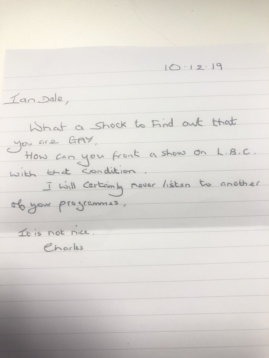 IainDale's tweet photo. At 9pm on @LBC we'll be doing an hour long phone in on the attitudes conveyed in this "fan mail" I received yesterday from a listener called Charles. https://t.co/1CQ51CFVJd