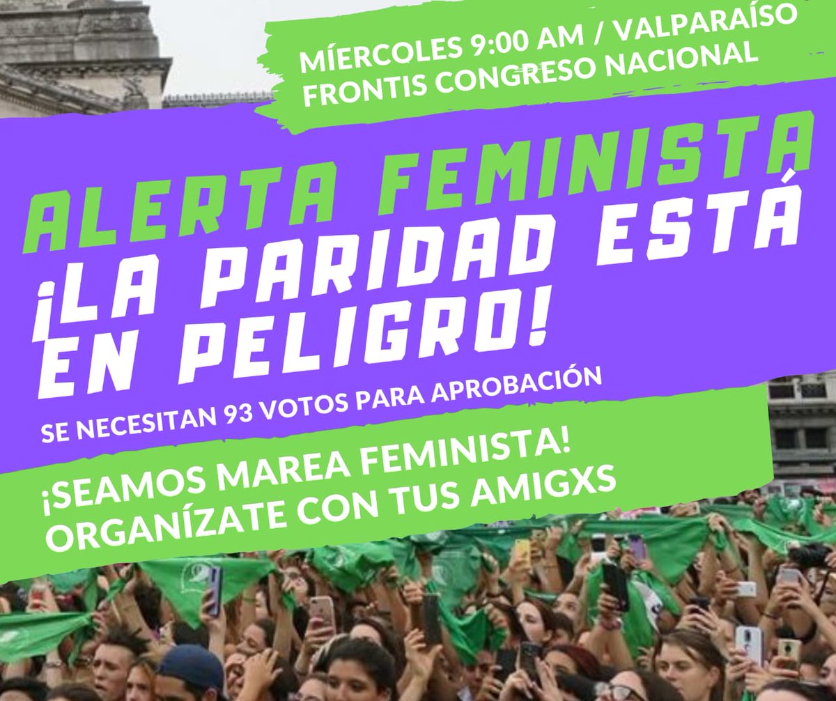 emischneiderv's tweet photo. Mañana estaremos desde las 9 am en el frontis del Congreso para exigir #ParidadAhoraYa. Esperamos les parlamentaries pongan de su parte y voten para tener un proceso constituyente democrático y representativo! Sin nosotras, mujeres y disidencias sexuales, NO es. #JuntasSomosMás https://t.co/3hnT5gXC97