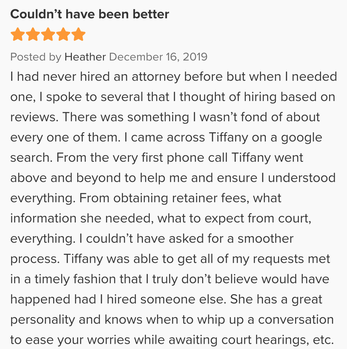 BondLawME's tweet photo. What a lovely review from Heather on @Avvo! https://t.co/gPM7ddyZXY