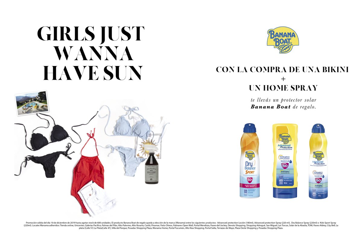 Con la compra de una Bikini + un Home Spray te llevas un protector solar de Banana Boat!
wanama.com/wanama/mujer/s…