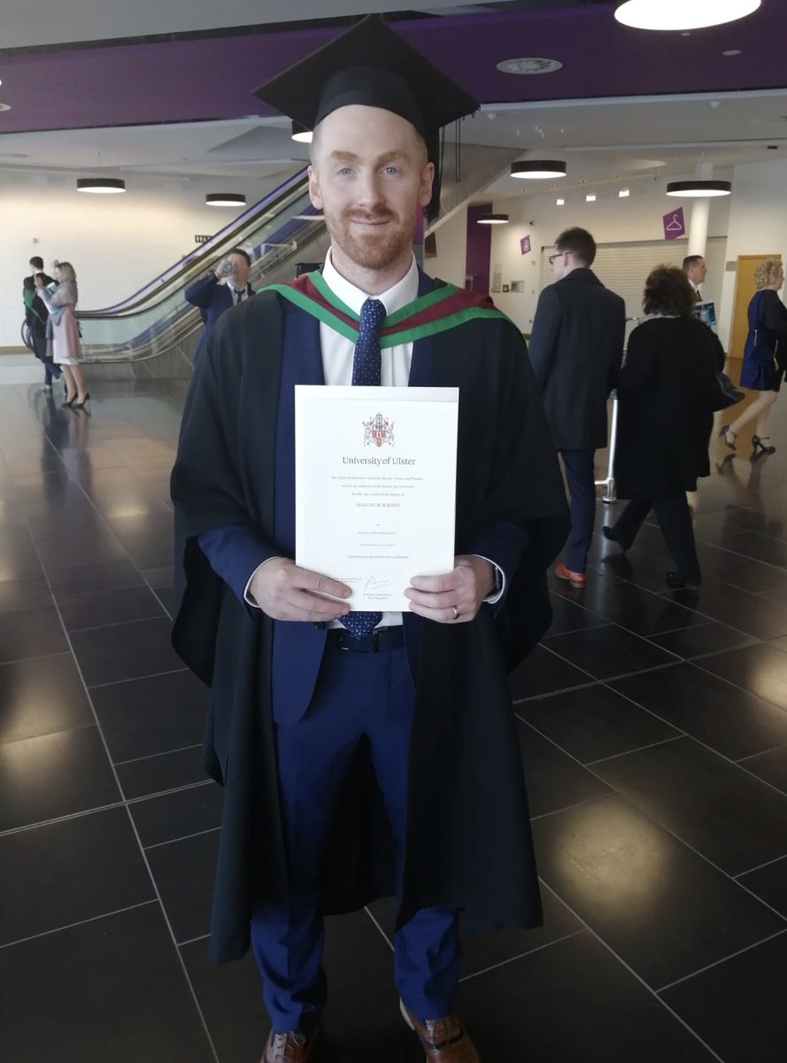 cal_mcgarvey's tweet photo. Due more to stubbornness than brains I am delighted to graduate from Ulster University today with a Masters in Construction Business &amp; Leadership! https://t.co/jfpmlCIj1T