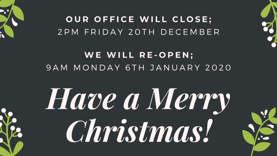 MagheraDev's tweet photo. Our office will close @ 2pm on Friday 20th December. 
We will return from 9am, Monday 6th January 2020.

Wishing everyone a very Merry Christmas &amp; a Prosperous 2020 ahead! 🎄🎁 🎆 https://t.co/jHDA3FSKhl