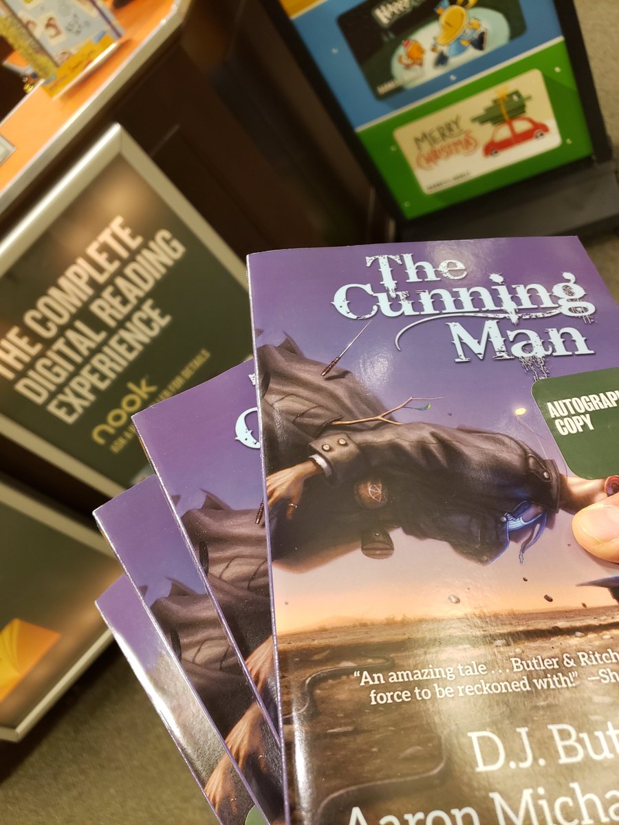 Three copies of THE CUNNING MAN by me and <a href="/DavidJohnButler/">D.J. Butler -- Sci-Fi / Fantasy Author and Editor</a> at the <a href="/BNWestminster/">BN Westminster</a> because evil must be stopped. And we have to use traditional American folk magic to stop it.