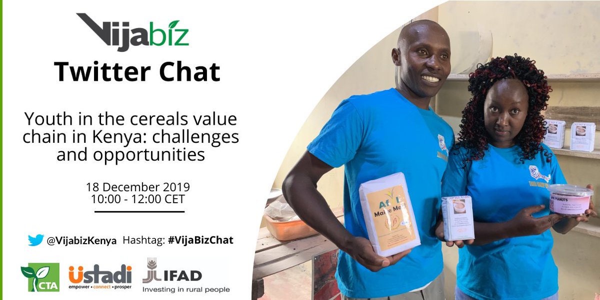 CTAflash's tweet photo. #TweetChatAlert
To foster discussions on #youth in agribusiness and facilitate knowledge sharing on lessons learnt, join the conversation tomorrow using the hashtag #VijabizChat!
โ๏ธ 1000-1200 CET
Theme: Youth Entrepreneurship in cereals, dairy and fish value chain in ๐ฐ๐ชKenya https://t.co/juV5FJzUzg