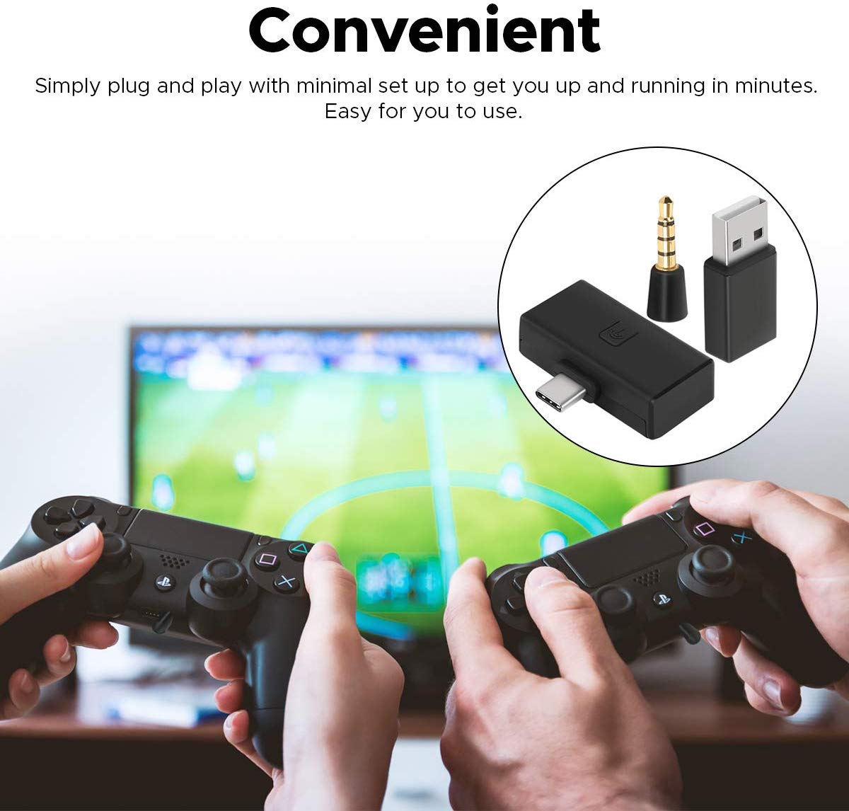 ShopHDE's tweet photo. ✔ Built-in low latency transmitter helps provide real time, in-game audio | Microphone adapter plugs into your PS4 Dual Shock gaming controller to experience in-game chat. Learn more: https://t.co/DxO5NzHWp1 https://t.co/kpXbM6nnwj