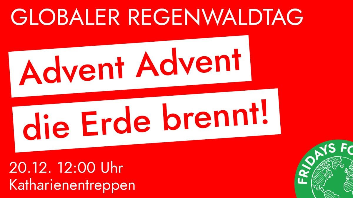 Kommt alle am 20.12.19 zur unserer Demo, welche sich u.a mit der Regenwald befasst! 💚 Wir freuen uns auf euch. Das ist unsere letzte Demo dieses Jahr! #FridaysForFuture #Dortmund #GlobalerRegenwaldtag