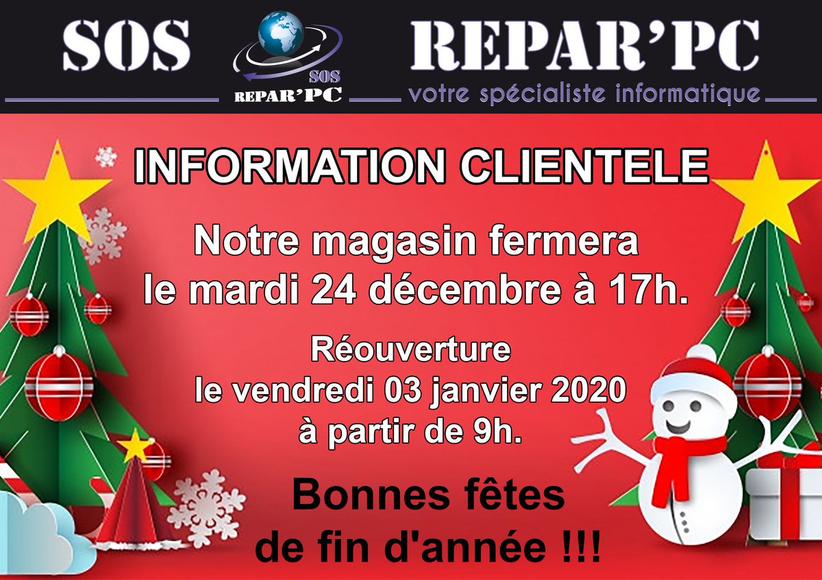 SOSREPARPC's tweet photo. Bonnes fêtes de fin d'année à vous tous !! https://t.co/mlF0jPcON1 https://t.co/ubJv02pm72