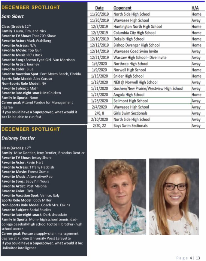 Check out Sibert and Dentler on athletes of the month spotlights!