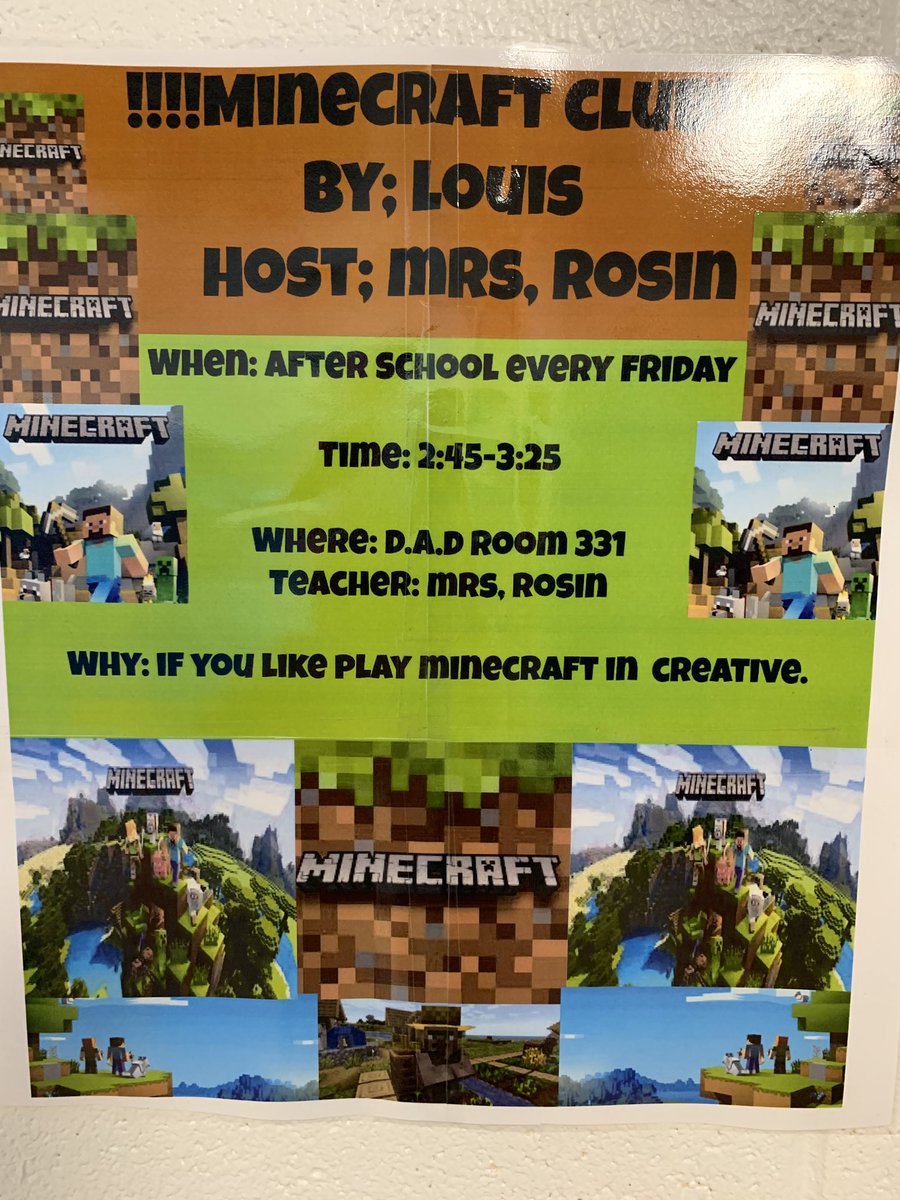 Guess who created a new #Minecraft poster for the #DAD lab today!  @AHSD25South @ahsd25 @SMSCrArts @ahsd25tech #Southlearns #D25learns @HeckAwesome