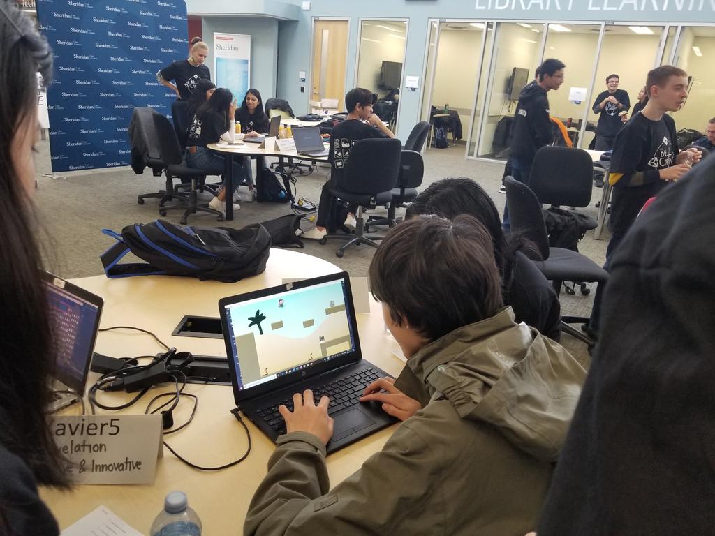 DPTechTeam's tweet photo. #DPCDSB Secondary Computer Science students competing in the annual Game Maker competition at Sheridan College. The future is bright! #DPCodes #CSEd #EdTech @DPCDSBSchools #SheridanFast @SheridanFAST https://t.co/cBqNGHykbl