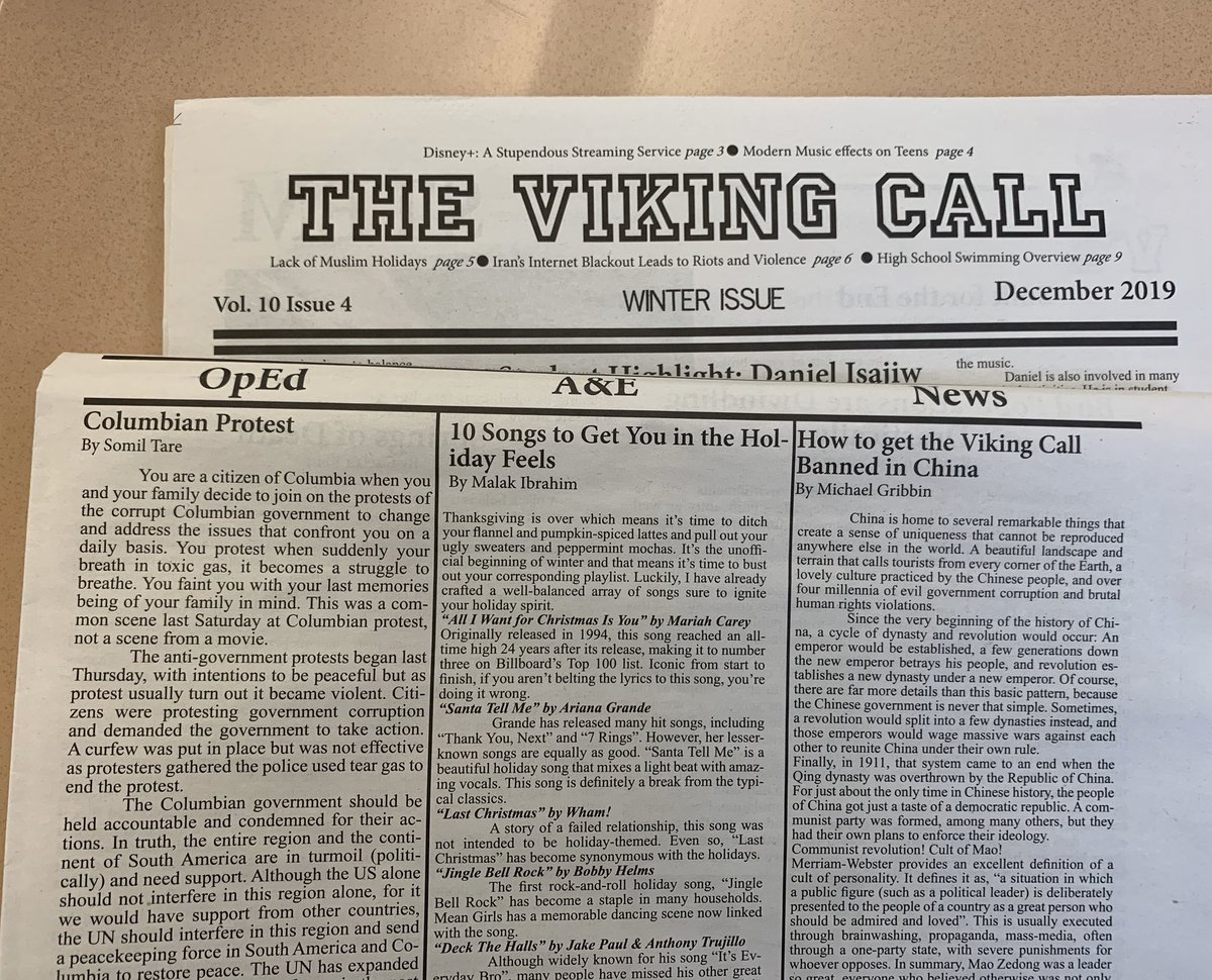 Proud of my freshman! 3 front page articles in the latest issue of The Viking Call and lots more inside! #UMASDistheplacetobe #Classof2023