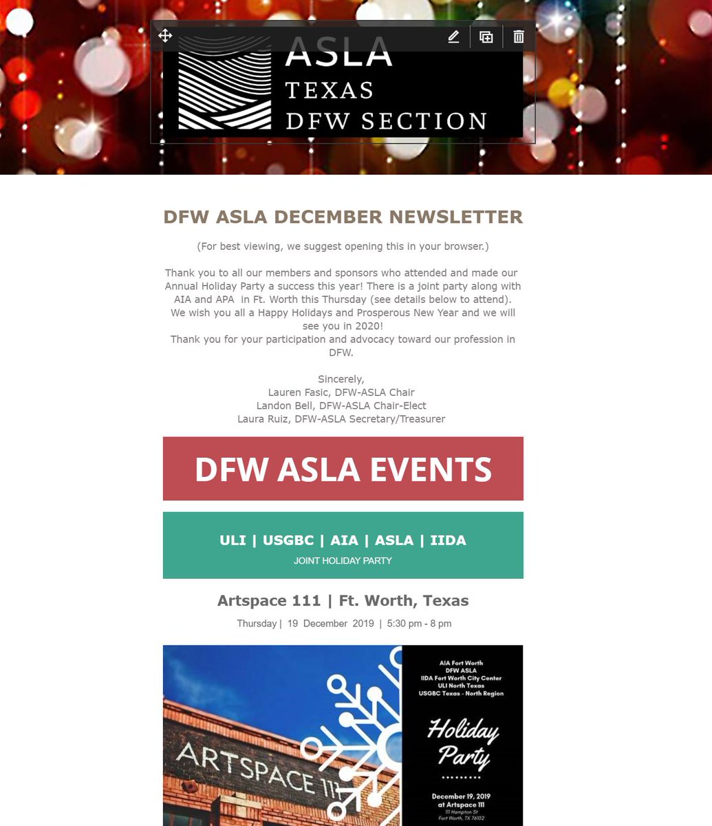 DFWASLA's tweet photo. DFW ASLA | DECEMBER NEWSLETTER - https://t.co/0hrUjGxsdO https://t.co/o9wnp1tr7D