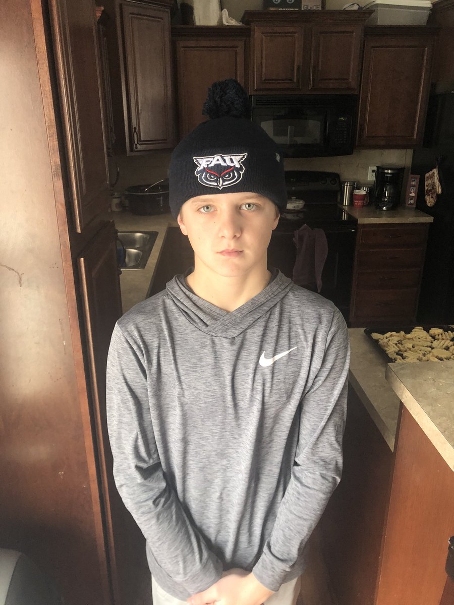 AlphaDrink39's tweet photo. @CoachTaggart Nephew of your WR Casey Rooney #15 at WKU - Little Casey Rooney got his early Xmas present today!  #fau https://t.co/MmpxpDwxCy