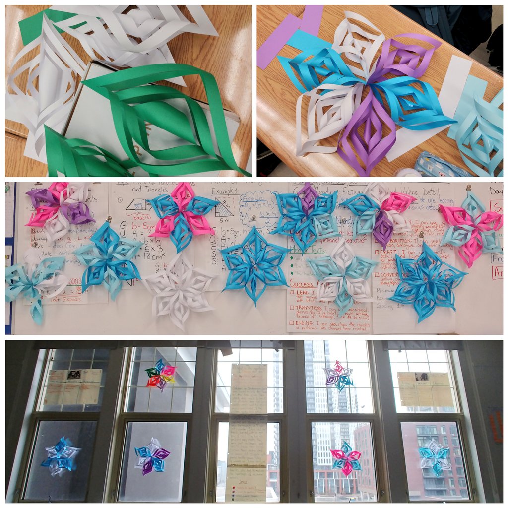 mszaimi's tweet photo. It's begining to feel a lot like #winter! 🎶  Ss loved learning how to make these 3D paper snowflakes for our Winter #concert! ❄ #festive #symmetry #measurement #art #LastWeek @TDSB_NMPPS @tdsb https://t.co/khIfpUJd6T