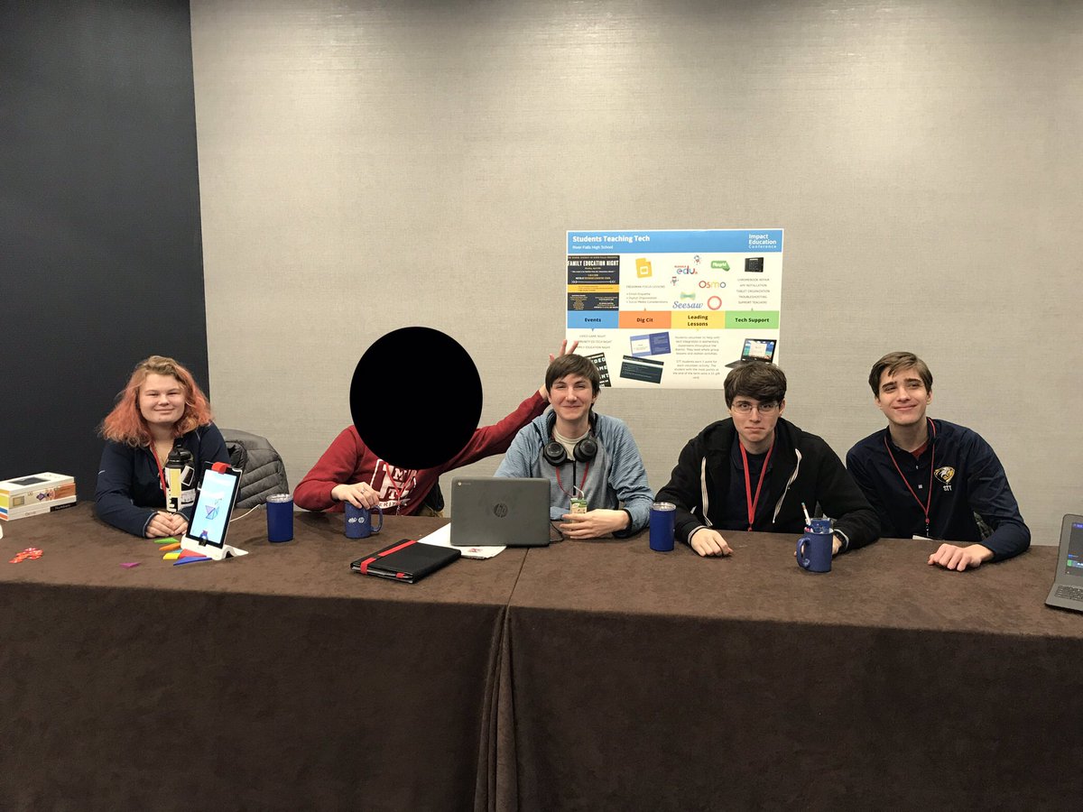MrsBingenheimer's tweet photo. Hey #impactEDU19 the @RFHS_STT is presenting in the playground until 11:45! #rfpride #edtech #rfsdlearns https://t.co/B6O05nl1Hr