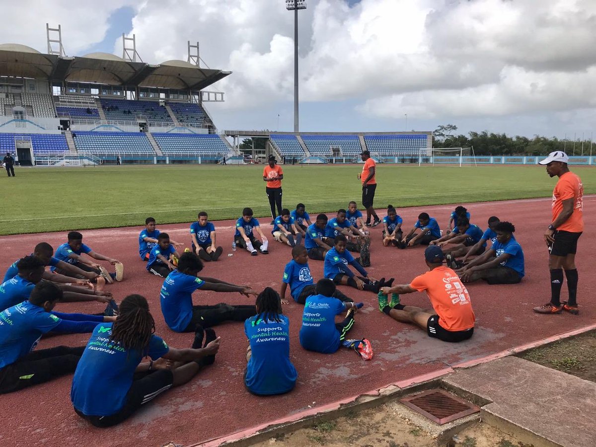 TimStewFCDO's tweet photo. Great to get out of the office to spend time with @ChrisKirkland43 - visiting T&amp;T 🇹🇹 to work with young footballers ⚽️ through @canbouplay.

Pleased also to meet the winners of the @TTPoliceService Commissioner’s  Cup 🏆 - Edinburgh 500 Police Youth Club.  #FootballIsGREAT https://t.co/nrO8Aw9nox