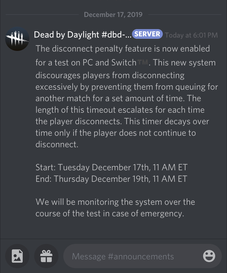 ademen leeftijd Uitrusting Paulie Esther on Twitter: "Apparently DC penalty test went live an hour ago  for Switch &amp; PC. Watch yourselves out there. 😀❤️ Remember that PC  &amp; Switch platforms have dedicated servers which