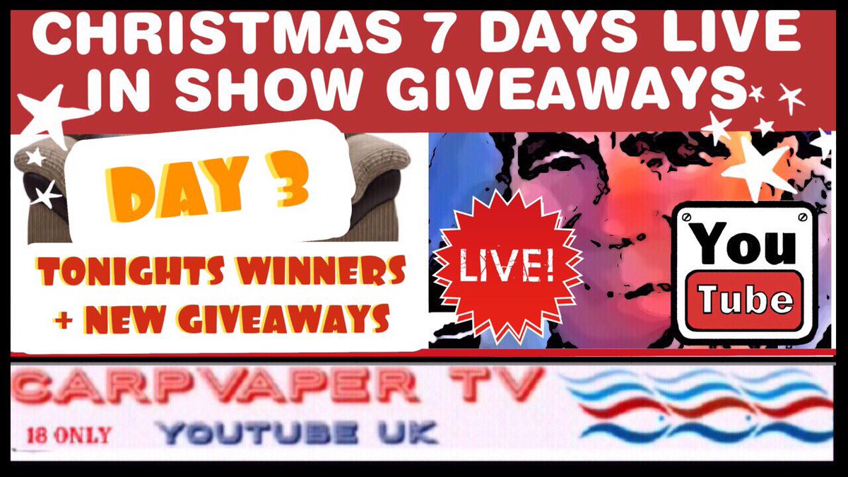 CountryVanlife's tweet photo. Letβs Go Again Tonight βDay 3β after Footie at 10pm with @CarpvaperTv β7 Days of Christmasβ CVTV Specials x on Youtube with @CarpvaperTv @CaledonianVapes @HealthCabin #teamcarpvapers #wilson #gudgeons #vapesafe #cvtvrambleson #vapechat https://t.co/C8AXTqPhDn