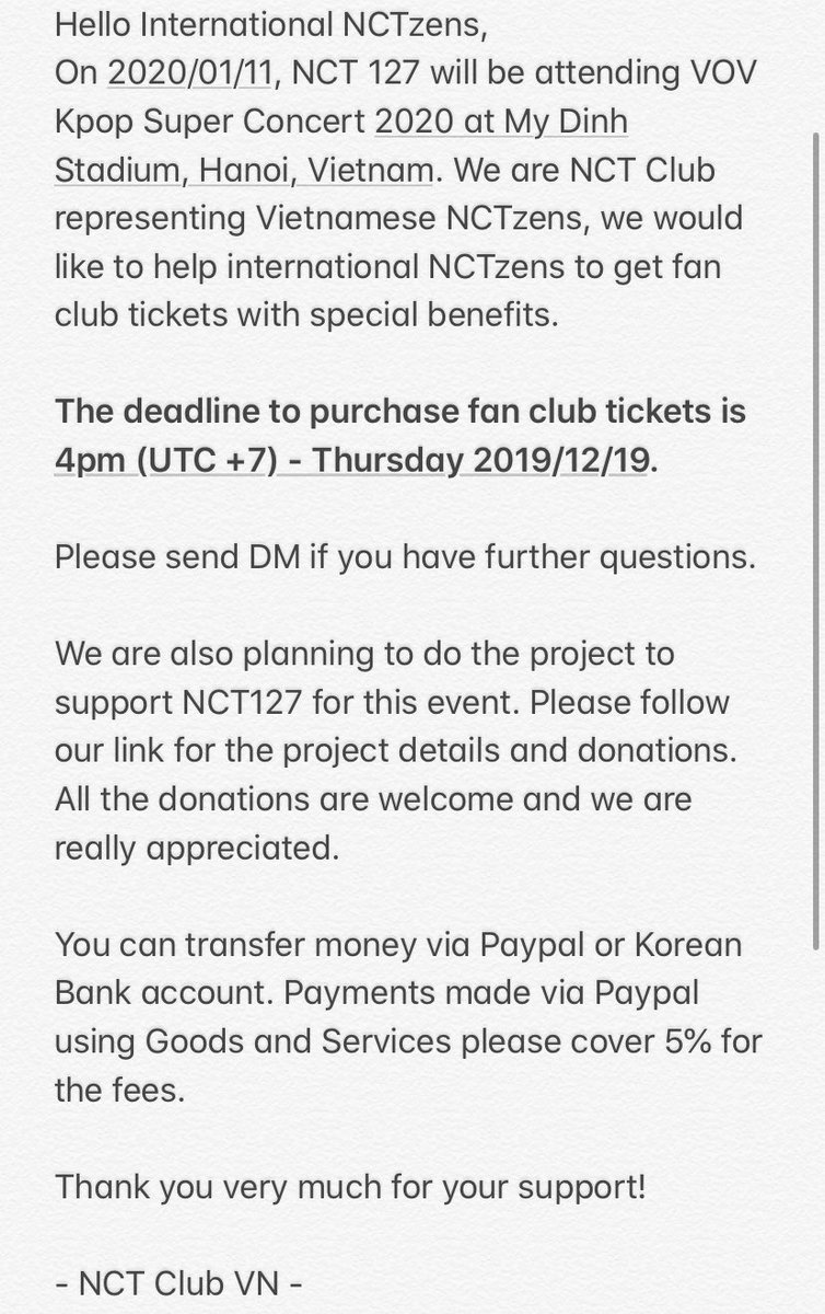nctclubvn's tweet photo. [RT] 2020 VOV Kpop Super Concert in Hanoi 🇻🇳
💚 Fan club ticket order form: 
https://t.co/1buJFnWO20
💚 Project from FC NCT VN
https://t.co/f5oMT20GWV
#NCT127
#NCT127inHanoi #VOVSuperKpopConcertinHanoi #엔시티127 #Taeil #Johnny #Taeyong #Yuta #Doyoung #Jaehyun #Mark #Haechan https://t.co/GgwgBMGzgf