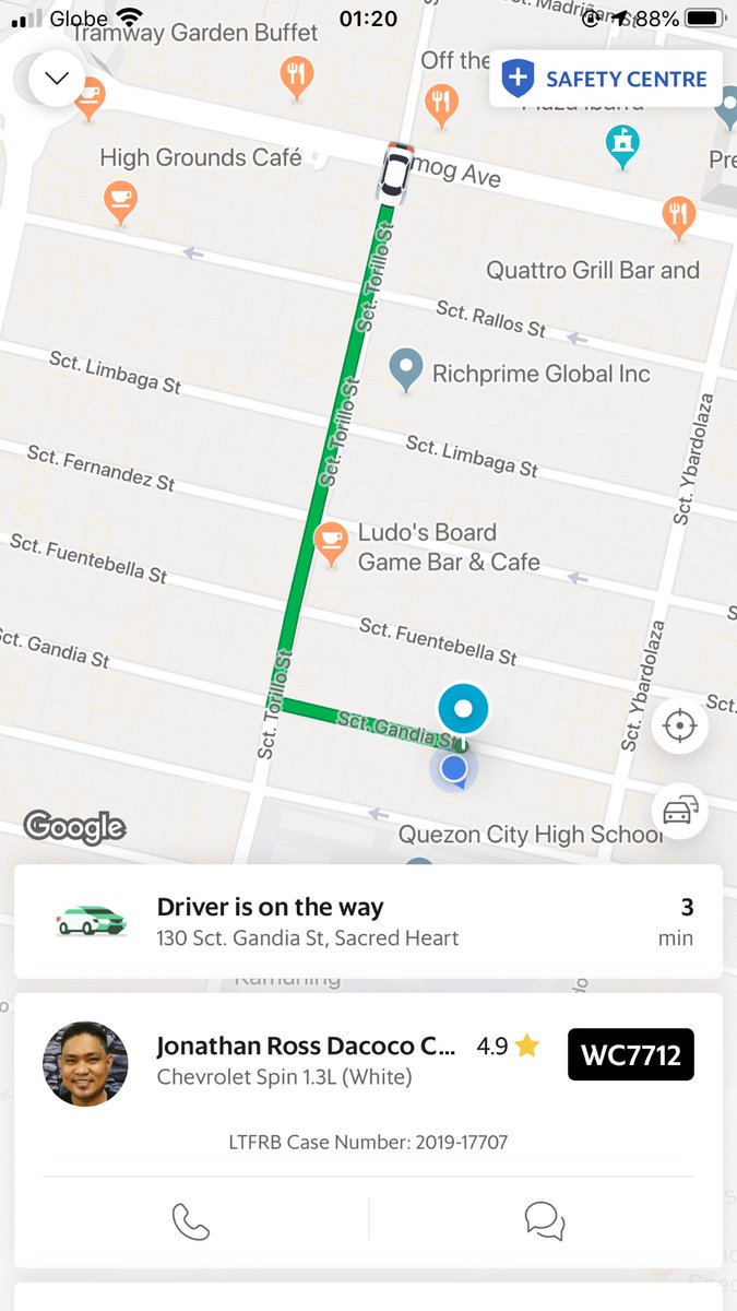 bmgeli's tweet photo. Ok. Been waiting a while now for my @grabph car to arrive. After seeing it move for a while, it stopped at an area and stayed there until I started to feel like it was waiting for me to cancel. @LTFRB @LTFRB_Official @PBA_partylist Not the first time. https://t.co/Ek7KVEVSLG