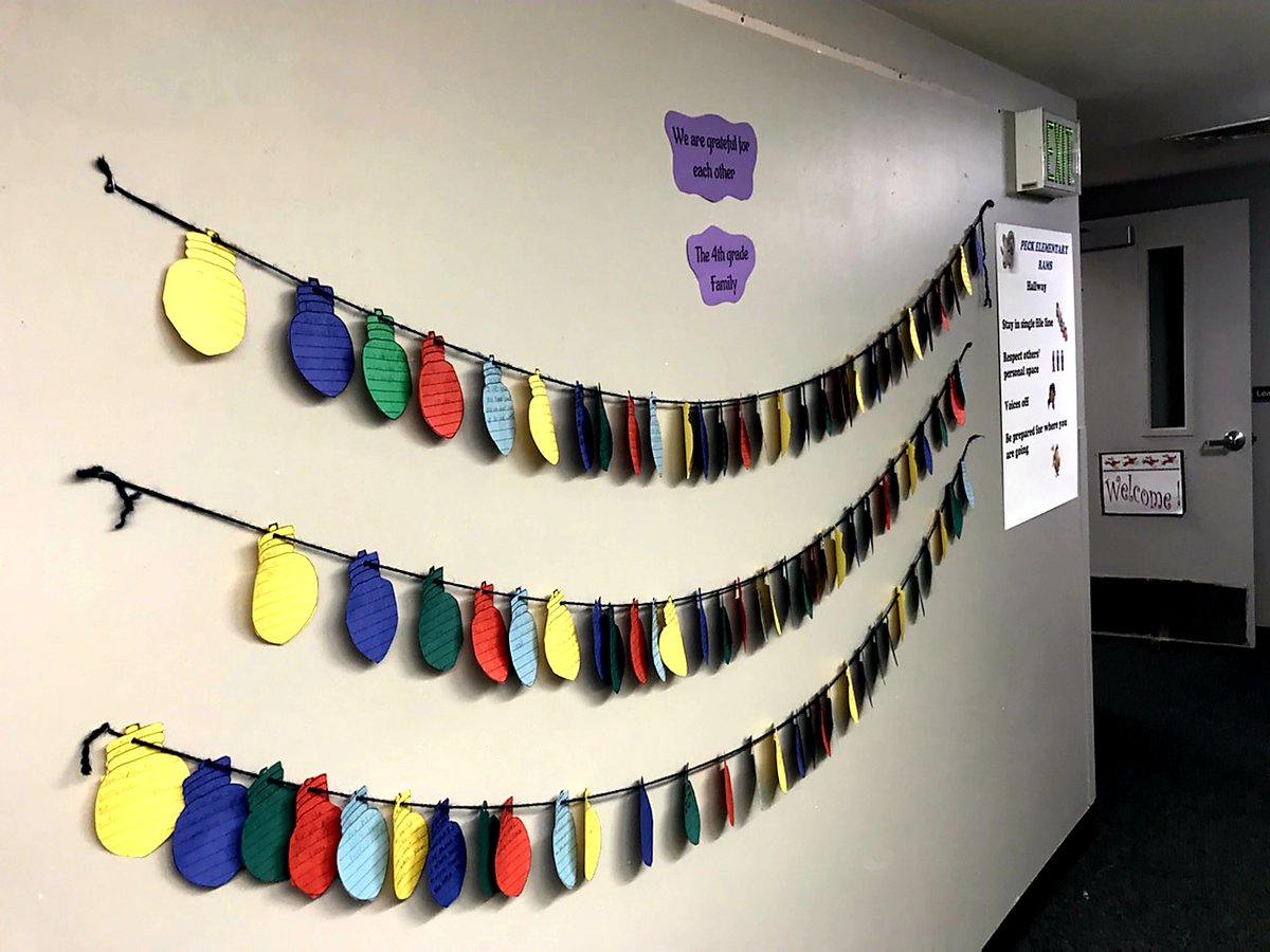 JeffcoELD's tweet photo. 4th grade is grateful for each other!  Each student wrote 
what they are grateful for about a member of their 4th grade family on an ornament.  #peckrams #jeffcoholidays @JeffcoSchoolsCo https://t.co/ZqiR2OIeWu