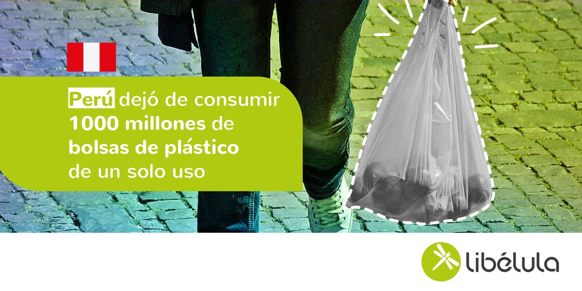 LibelulaPeru's tweet photo. A un año de la puesta en vigencia de la ley que regula el plástico de un solo uso, el Perú 🇵🇪 redujo en 1000 millones su consumo. 👏

👉 Además, desde este 20 de diciembre ya no se fabricarán ni comercializarán bolsas pequeñas y cañitas de plástico.

Fuente: @MinamPeru https://t.co/xaLaYxiVh7