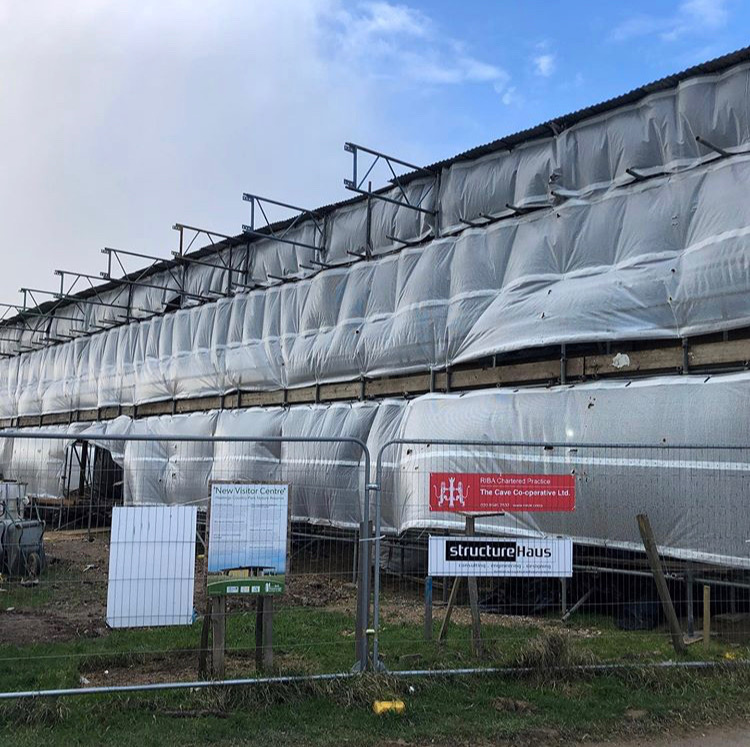 So pleased to get a photo of some of the team and see the Hastings Country Park Visitor Centre well underway. We designed the structure comprising Douglas Fir, straw bale, limecrete floors, glapur, and rammed tyre foundations. Architecture by @cavecoop