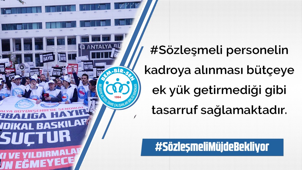 Bem_Bir_Sen's tweet photo. #Sözleşmeli personelin kadroya alınması bütçeye ek yük getirmediği gibi tasarruf sağlamaktadır.

#SözleşmeliMüjdeBekliyor https://t.co/ZzwzVppYtW