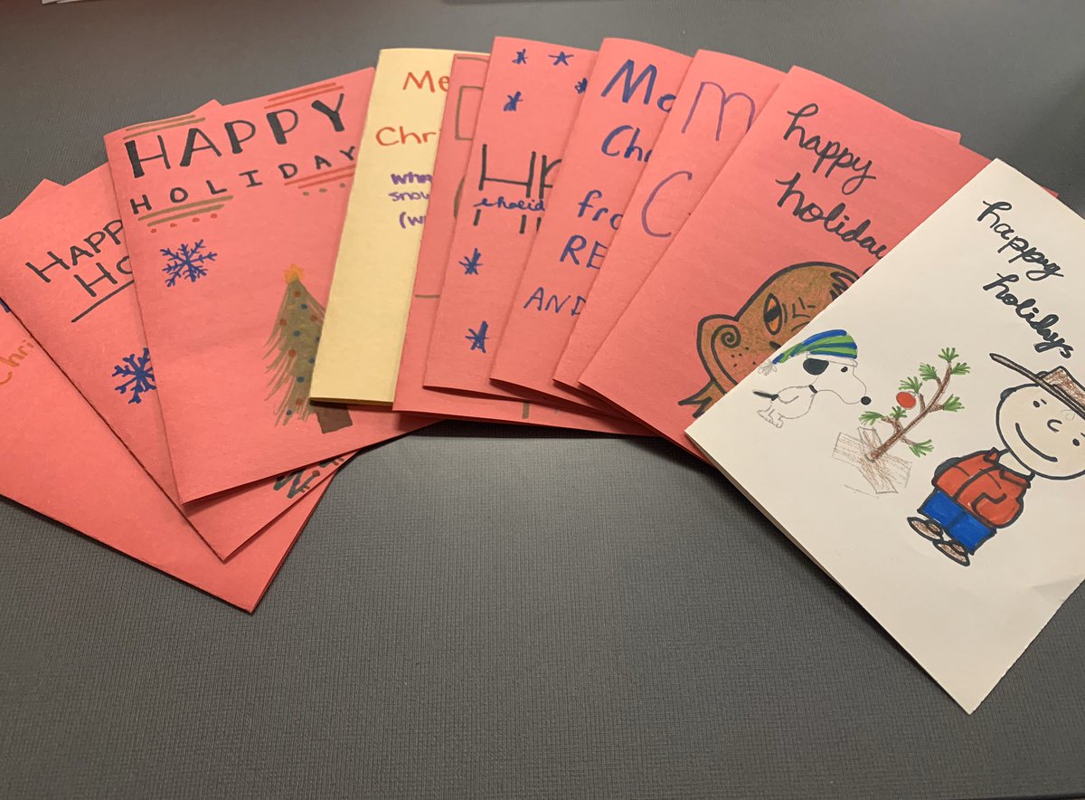 RockvaleHighCJ's tweet photo. We think everyone deserves a little cheer during the holidays; no matter where you are, your past, or if your fighting for our country. Students created holiday cards for Inmates and Soliders. 🎄 *no personal info was given* #RuCoCTE #RockvaleHigh_TN #RockvaleCTE https://t.co/tm9IRNViqz