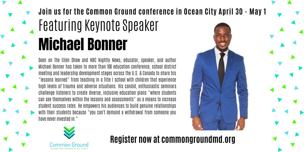 We are excited to announce that our Keynote speaker is the inspirational @MichaelBonner_ from @ronclarkacademy !!! #cgmd20 #awesome michaellbonner.com