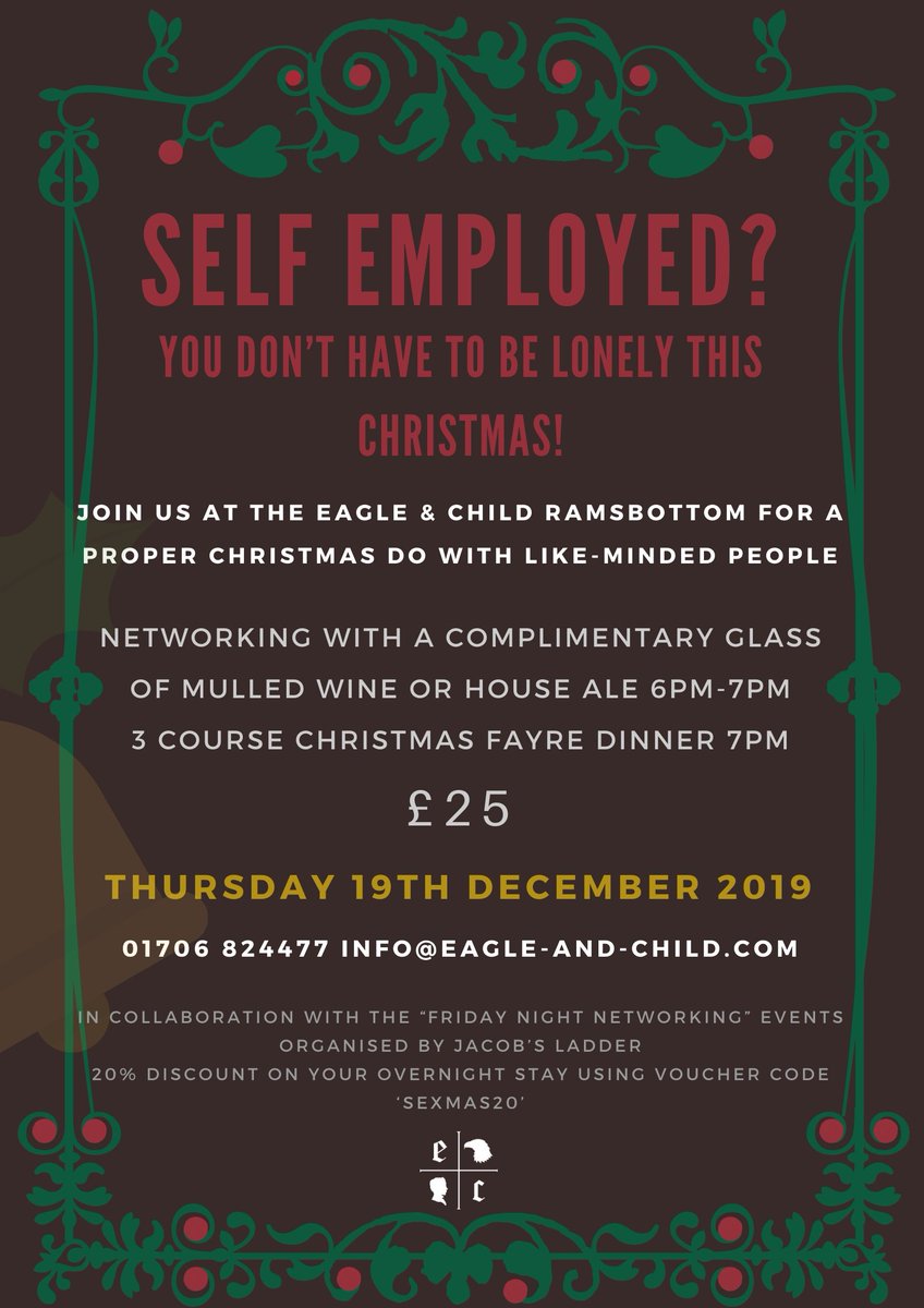 EagleChildRammy's tweet photo. It's our Self Employed Christmas Do on Thursday in collaboration with @fn_networking call us on 01706824477 to get booked in!
#Ramsbottom #selfemployed https://t.co/oC9ZAD7tsD