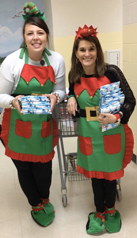 DrHepfner's tweet image. Our hands are sore, but our hearts are full. Mrs Powers and I wrote a personal message to each of our students in their own book and wrapped them for the holiday season! We got to finally give them today! It was hard to keep that secret! #dmerocks