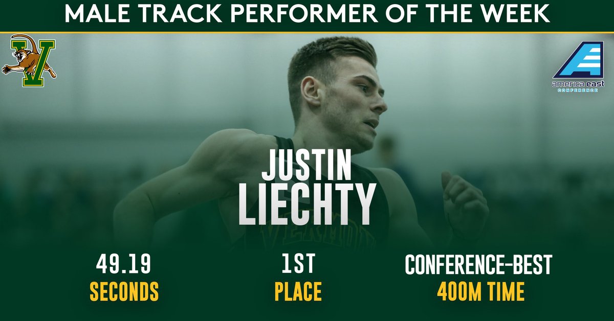 UVMTrackXC's tweet photo. RELEASE: Liechty earns @AmericaEast weekly honor. https://t.co/h7B46AJpbJ 

#AETF | #ThisIsVermont https://t.co/sWiSySz3k9