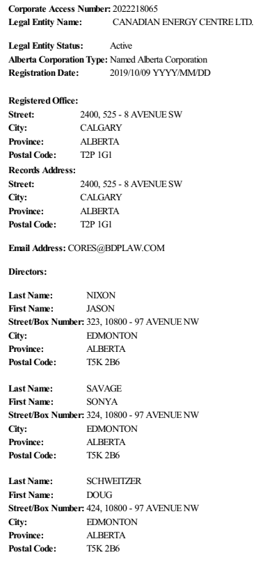 The CEC is incorporated under the Business Corporations Act, like any for-profit. Its records office is a Calgary corporate Law Firm (not subject to FOIP), and (here is the important thing) the Directors are three UCP MLAs who are also Cabinet Ministers.  #ableg