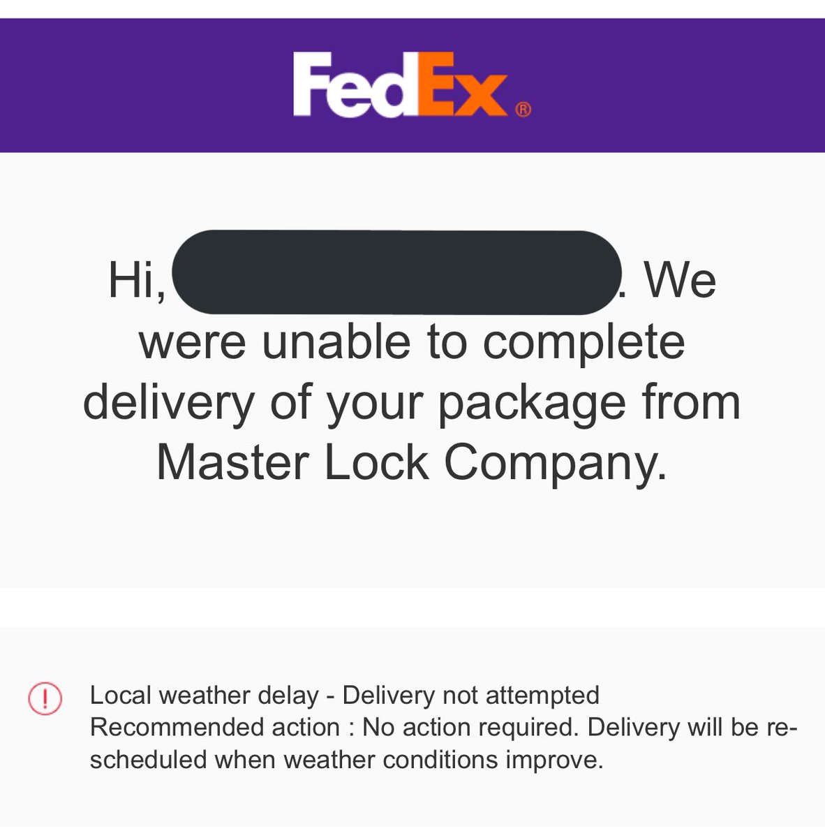 shanjone's tweet photo. Is it really any wonder that @amazon dropped @FedEx ? For the second time in two weeks, packages I’ve ordered have been delayed by the weather. The first time it was rainy and almost 70 degrees. Same thing today - same weather. #excuses https://t.co/NZCG4LTRHC