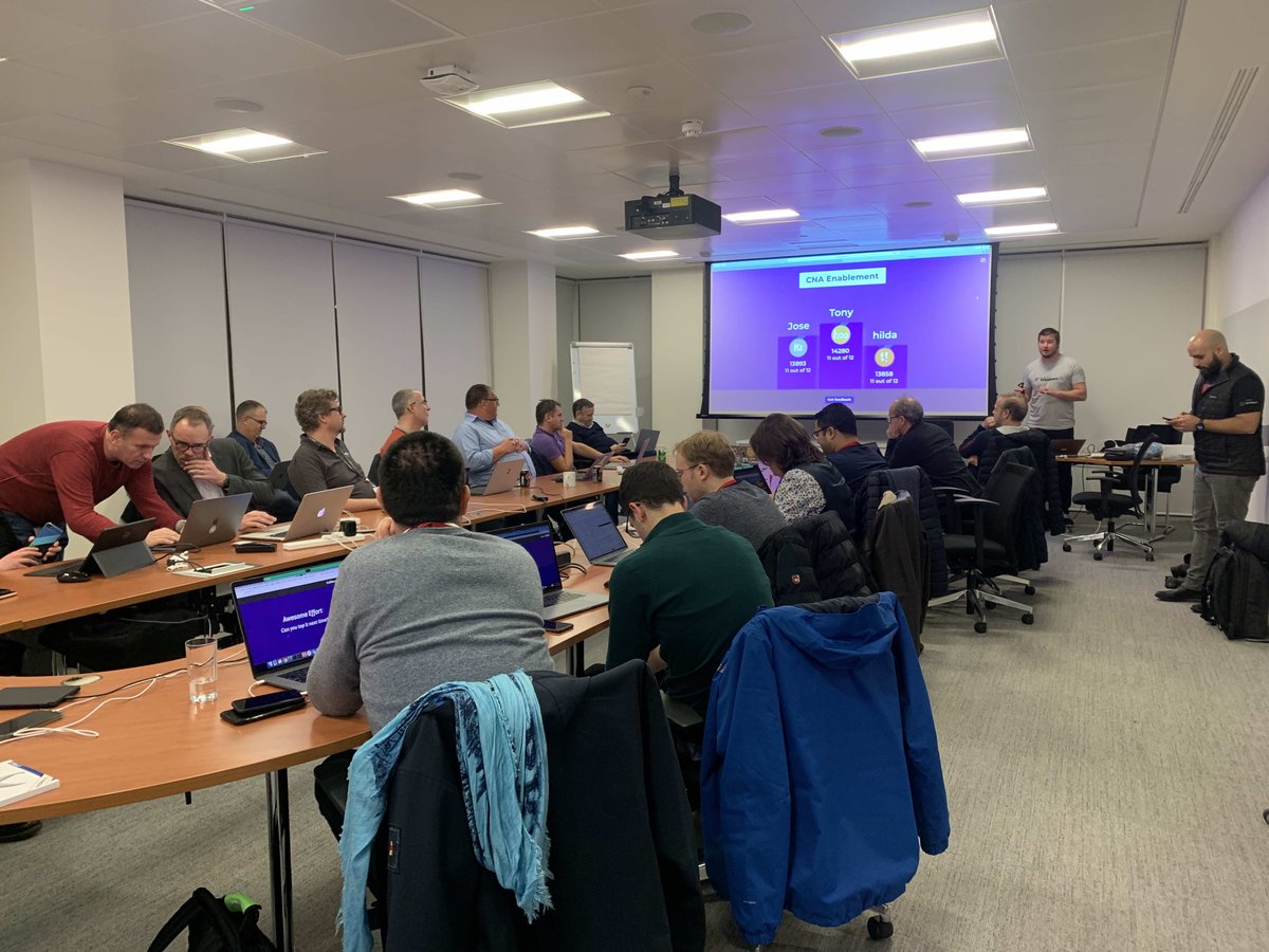 LicjaGilderdale's tweet photo. And the winners are...! πNothing better than kickoff EMEA Kubernetes Community meetup with K8s
Quiz - an impressive room full of enthusiasts from all over EMEA joining forces #StainesK8sHackCode #VMware @antoniogallego @openso https://t.co/p9i3yqmvtC